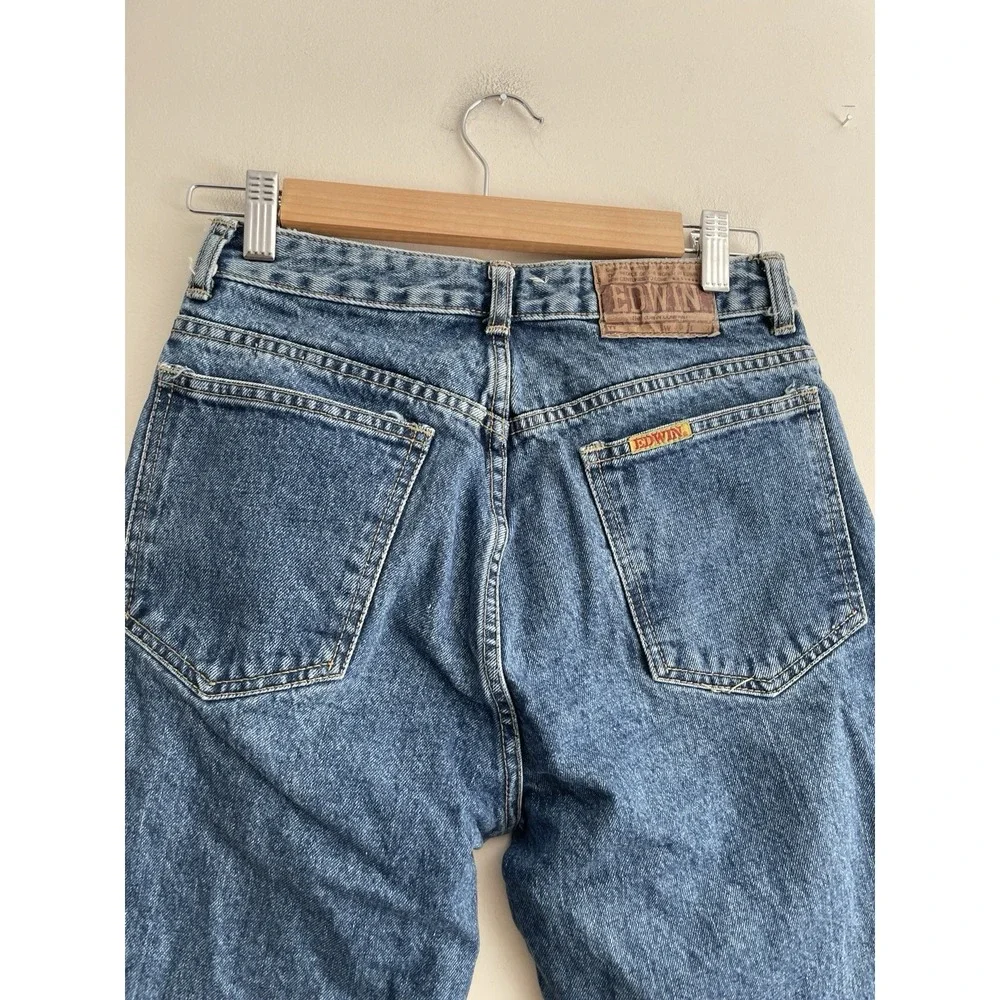 Vintage Edwin London Slim Blue Jeans Size‎ 30 x True 27 Hemmed 1980s Denim READ